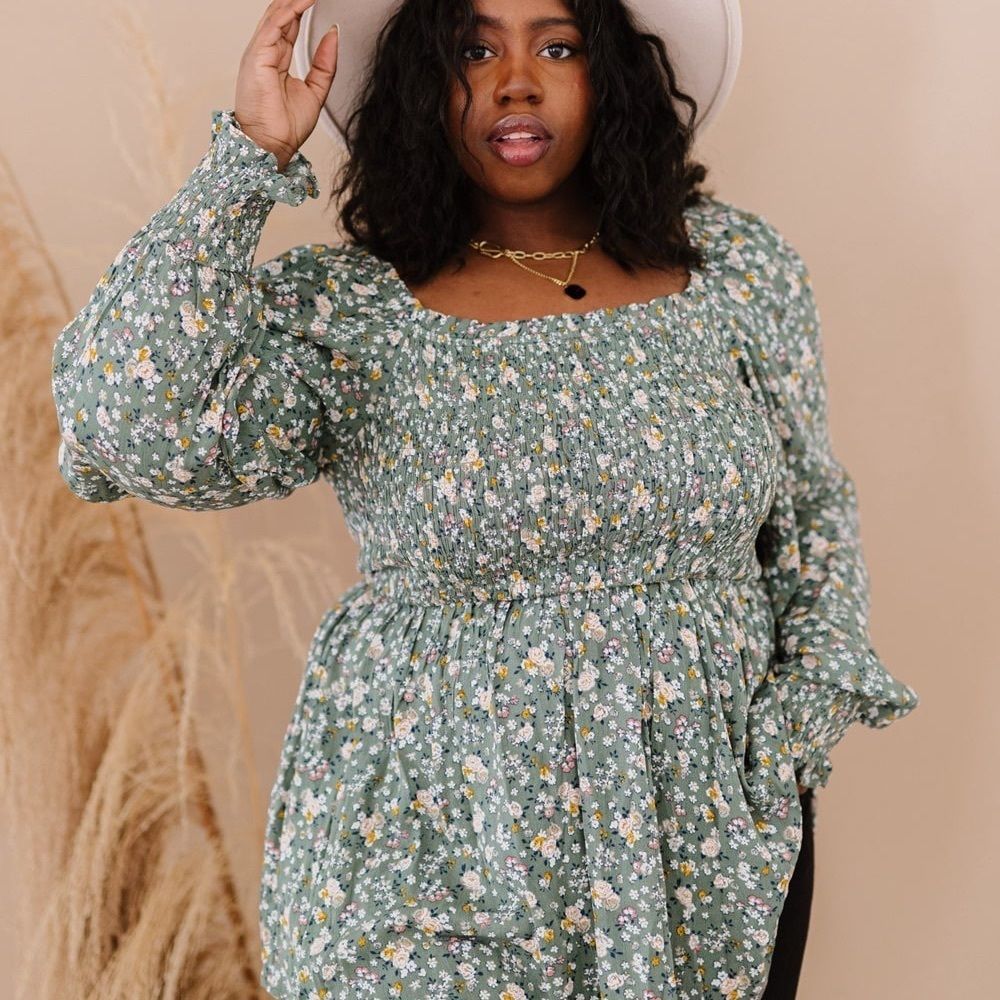 ✨New! ✨ Jodifl Flora and Fauna Smocked Blouse Regular Plus NWT Spring